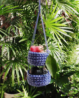 "Pinto" Wavy blue basket is hanging beautifully at home garden carrying fresh exotic fruits